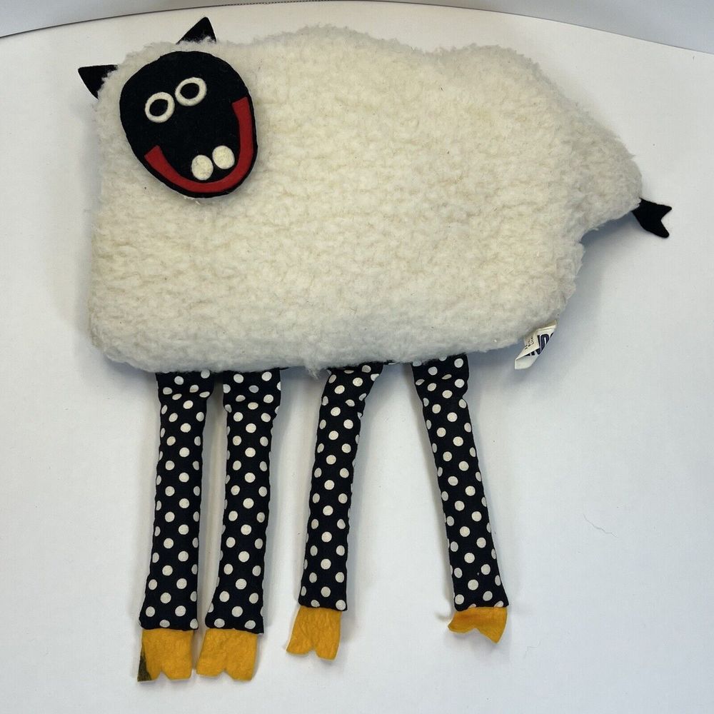Vintage GUND Plush Lamb Sheep Black Face Polka Dot Legs Stuffed Animal - RARE